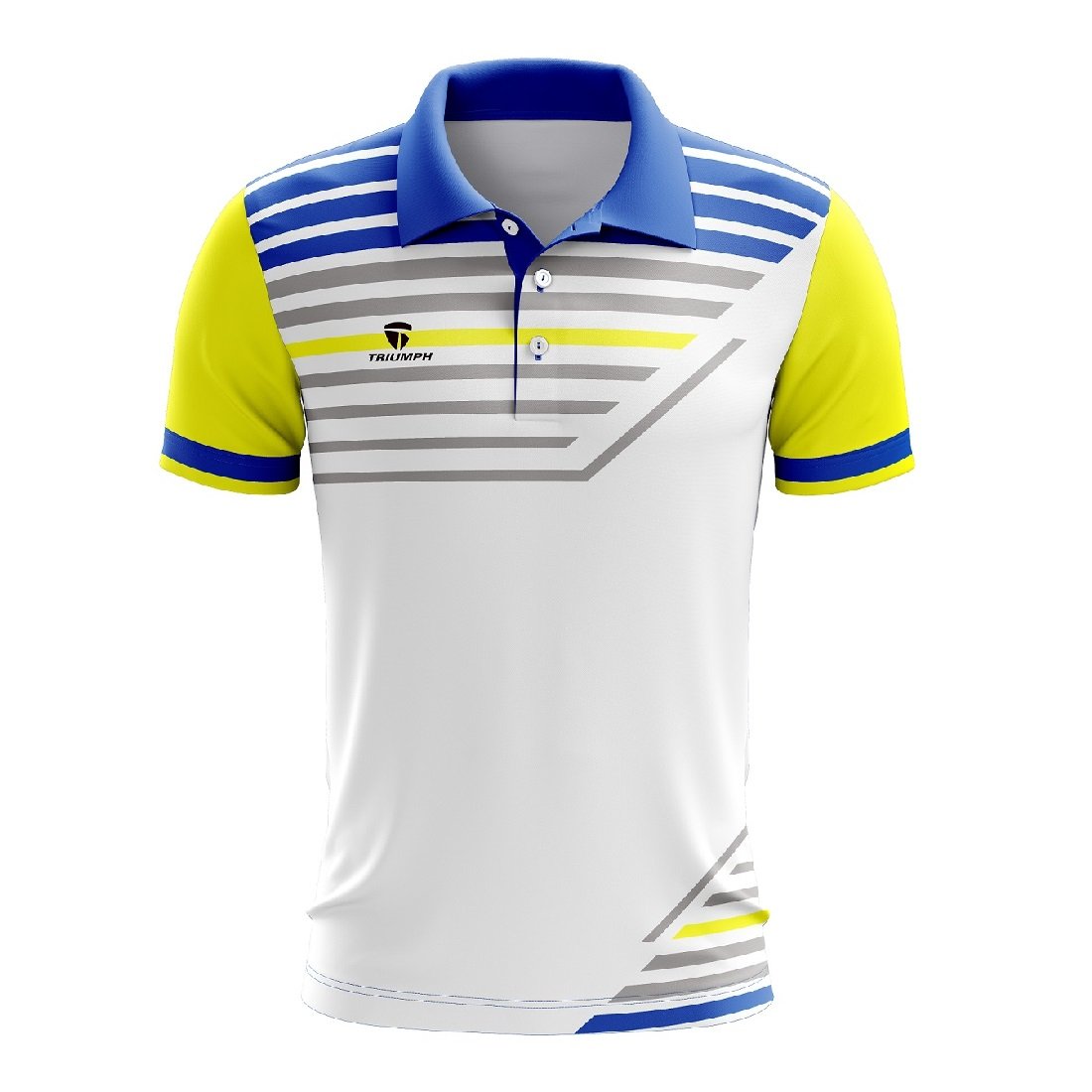 Badminton Polo Tshirt For Men | Custome Sports Clothing White Yellow & Blue Color