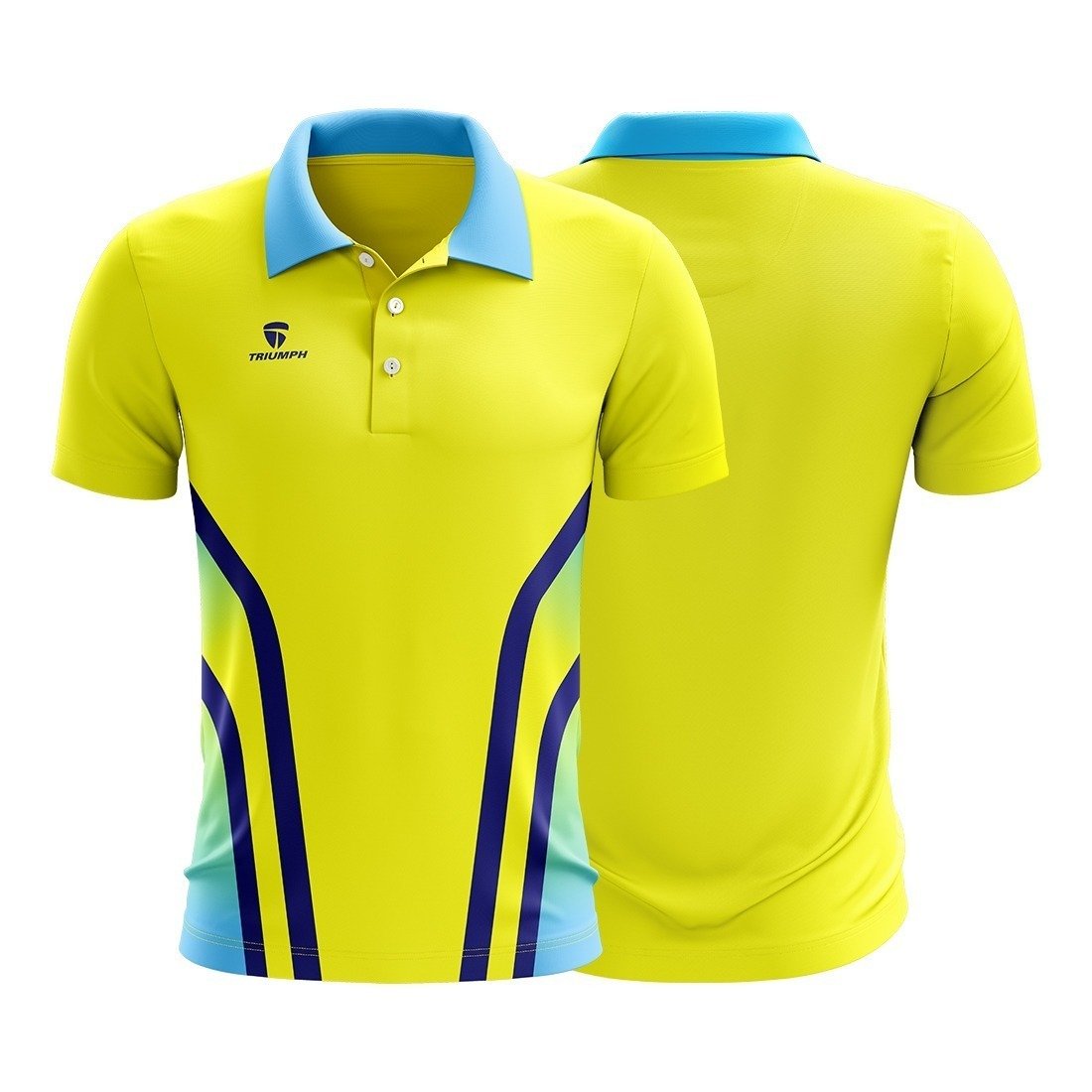 Cricket Tournament Jersey Cricket Printed T-shirt for Men Yellow & Blue Color