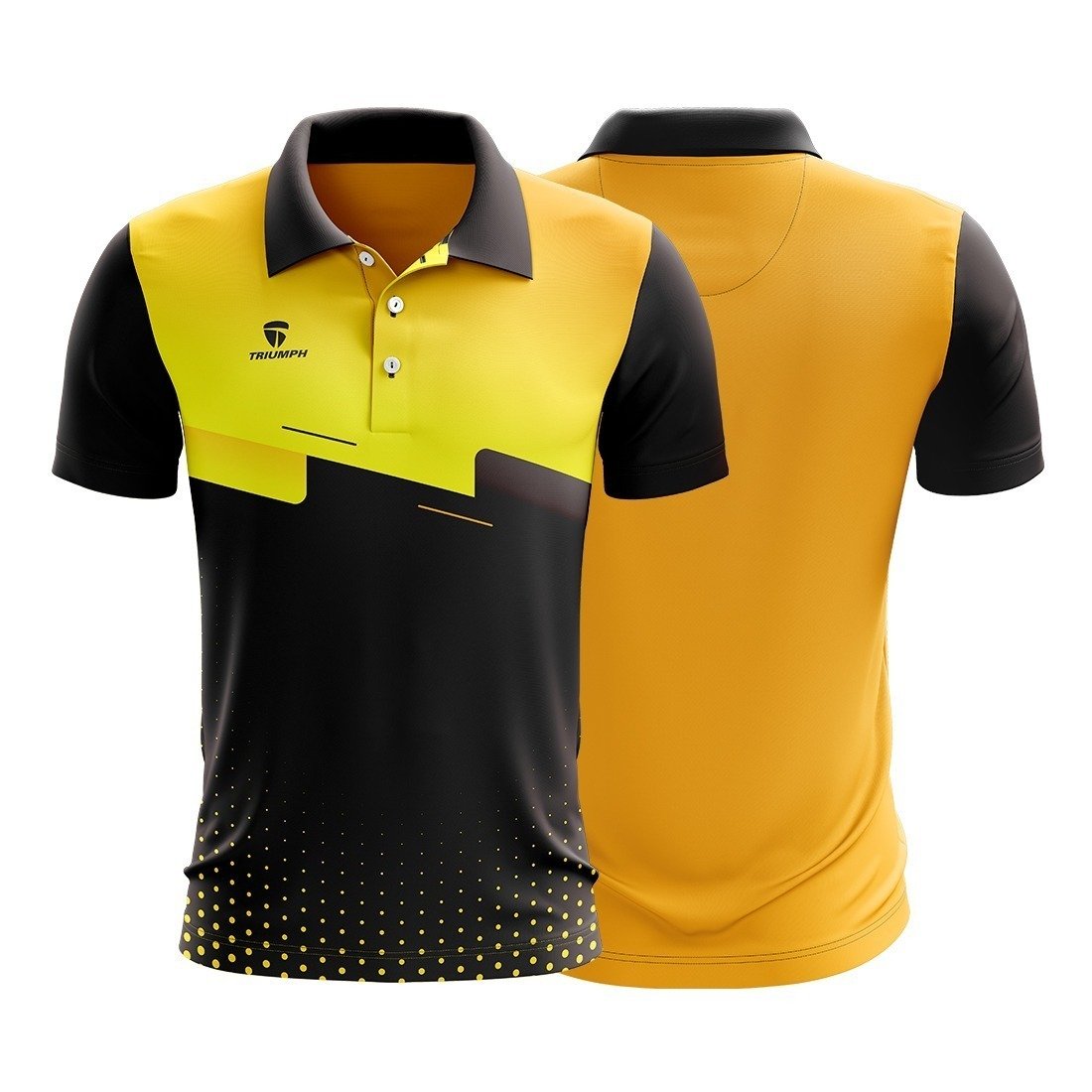 Men’s Polo Neck Cricket T-shirt | Cricket Team Practice Jersey Yellow & Black Color
