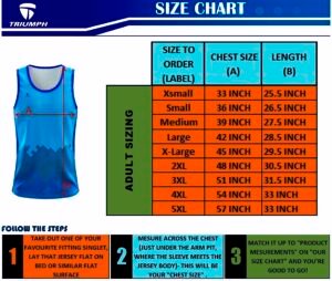 Men Running GYm Singlet Size Chart