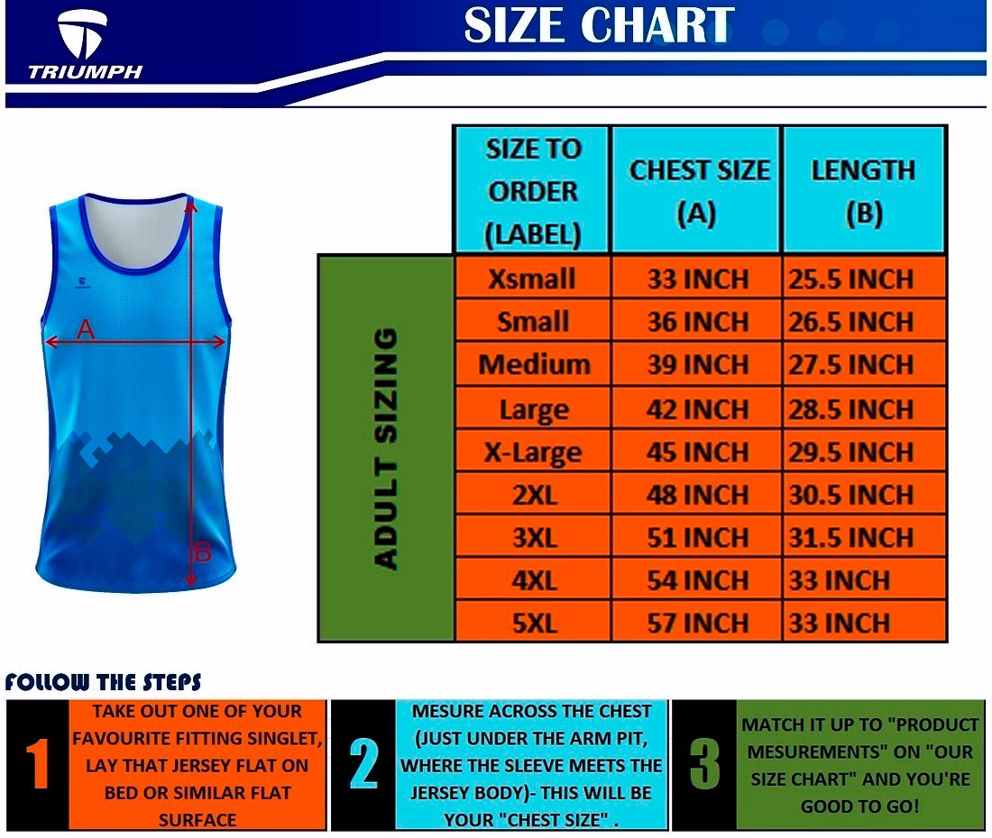 Men Running GYm Singlet Size Chart