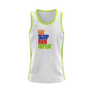 Men’s Walking Sleeveless Tank Top Singlet White & Green Color