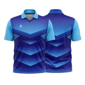 Mens Cricket Jersey Full Printed Shirts Dark & Light Blue Color