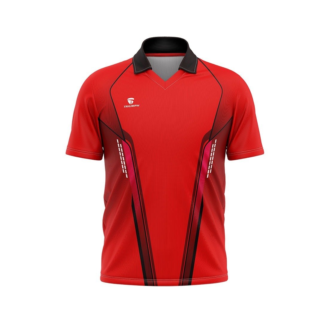 Mens Cricket Sports Jersey Customized Cricket T-shirt Red & Black Color