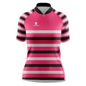 Womens Cycling Jersey | Mountain Bicycle Tees for Ladies | Cycle Clothes Pink, Black & White Color