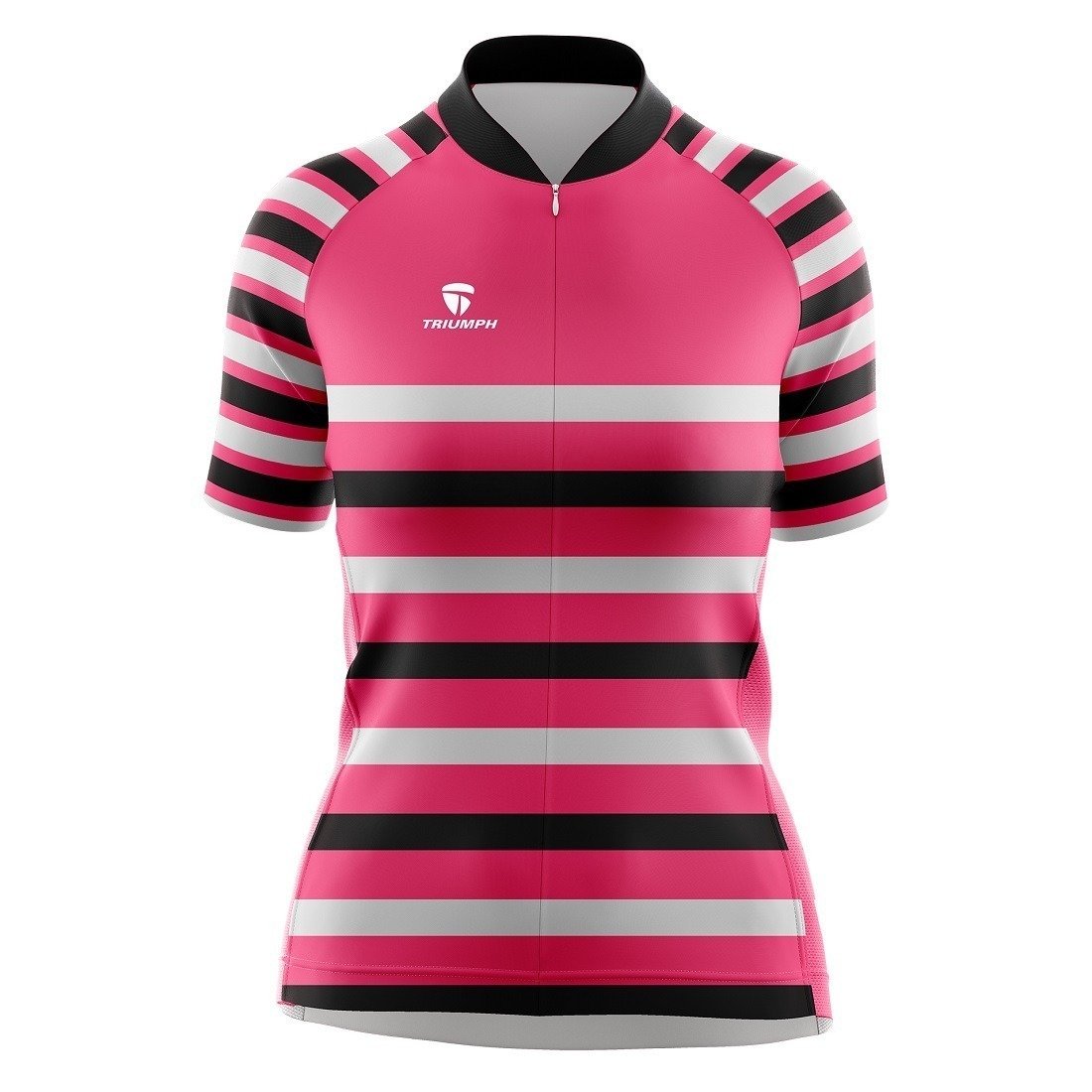 Womens Cycling Jersey | Mountain Bicycle Tees for Ladies | Cycle Clothes Pink, Black & White Color