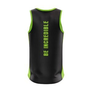 Men’s Gym Singlet Sleeveless Sports Top Black & Green Color