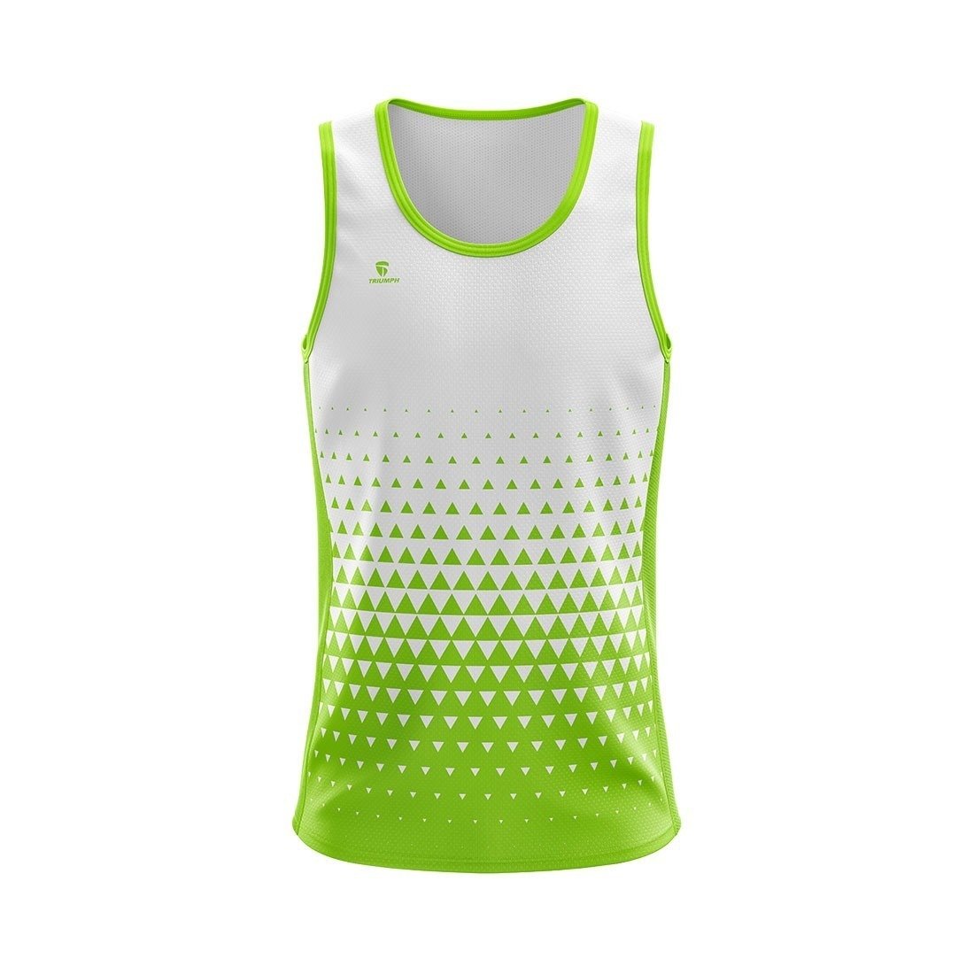 Printed Mens Sleeveless Polyester Gym Fit Vest Workout Tank Top White & Green Color