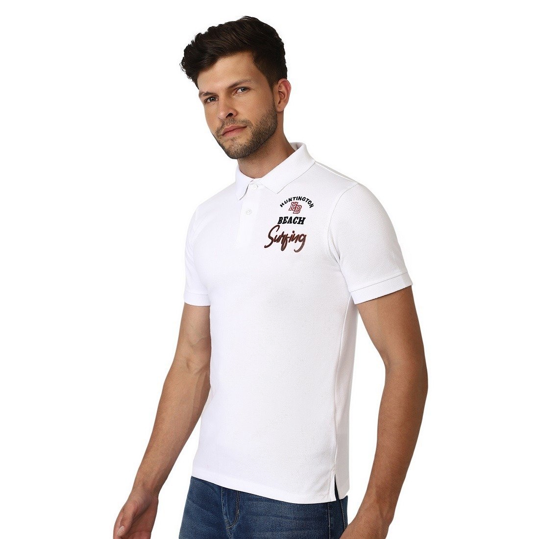 Regular Fit Collared Tshirt for Men | White Polo T-Shirt