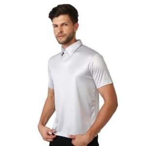 Men's Polka Dots Printed Tshirts Grey | Polyester Collar T-Shirt for Men