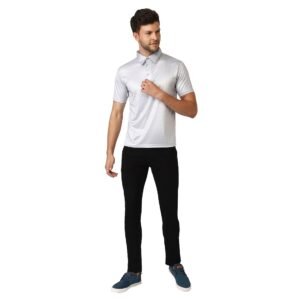 Men's Polka Dots Printed Tshirts Grey | Polyester Collar T-Shirt for Men