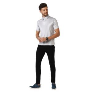 Men's Polka Dots Printed Tshirts Grey | Polyester Collar T-Shirt for Men