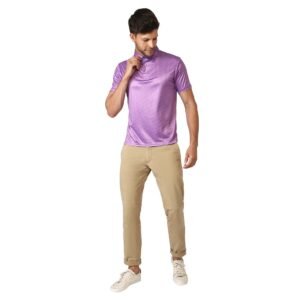 Polka Dots Polo Neck Tshirt for Men's | Printed Casual T-Shirts Purple