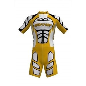 Kids Skating Suit Inline Skate Short Sleeve Racing Speed Suit - Gold White Color