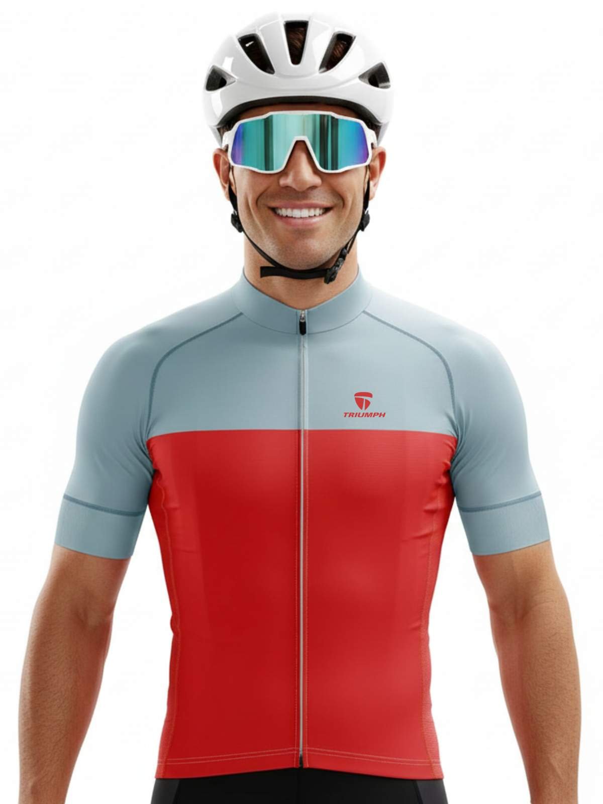 Dry-Fit Cycling Jersey | Cycling Upper Wear for Men’s Grey & Red Color