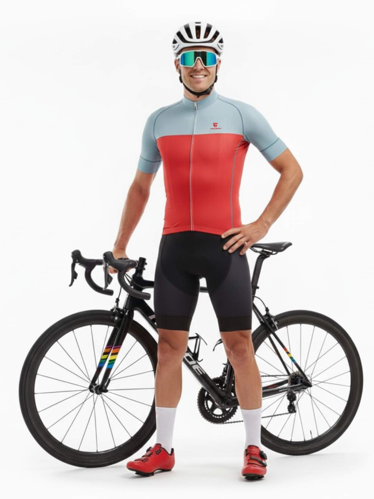 Dry-Fit Cycling Jersey | Cycling Upper Wear for Men’s Grey & Red Color