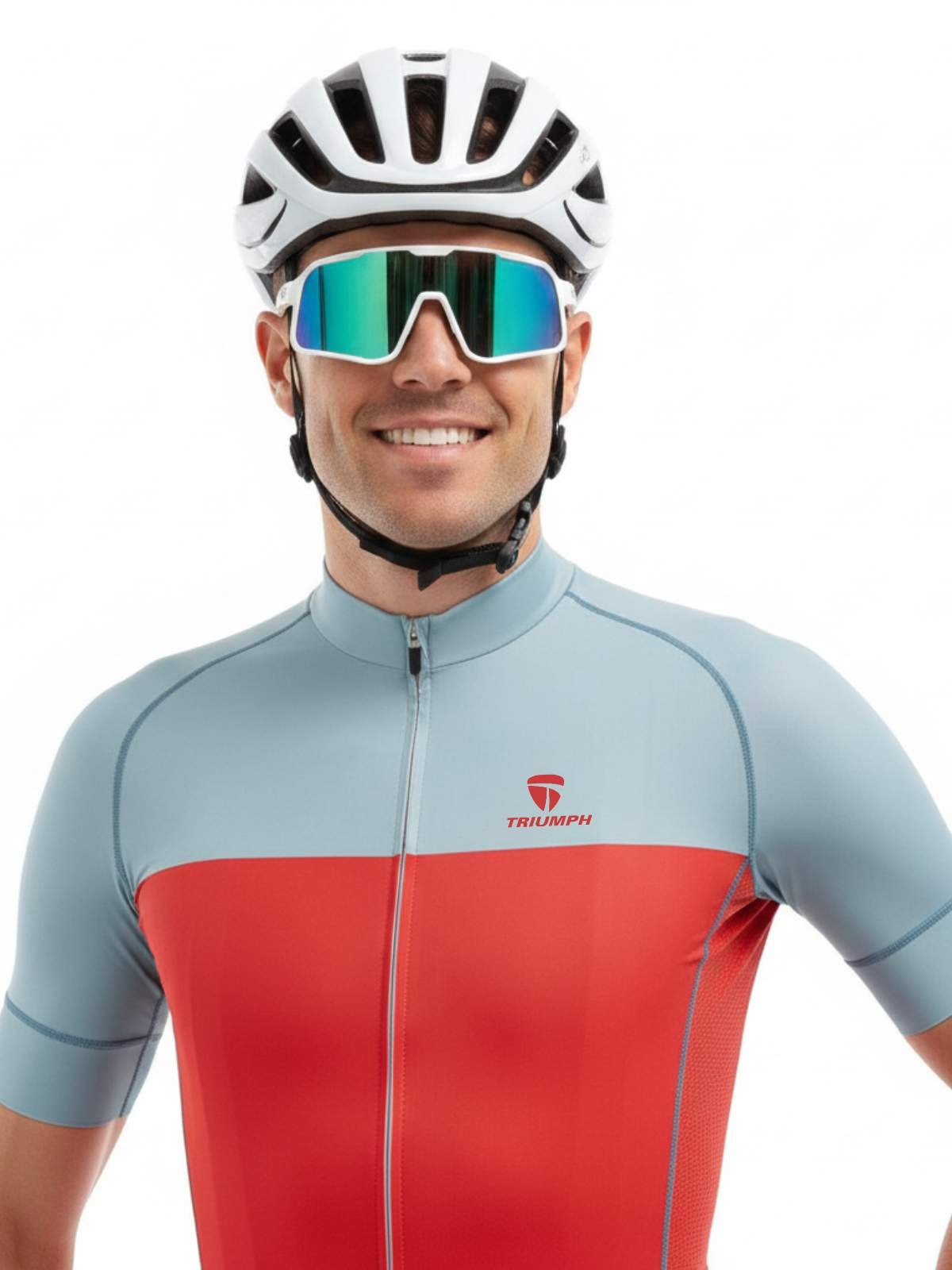 Dry-Fit Cycling Jersey | Cycling Upper Wear for Men’s Grey & Red Color