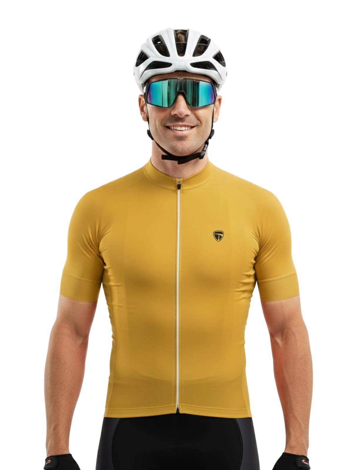 Cycling Jersey for Men Yellow Solid Color