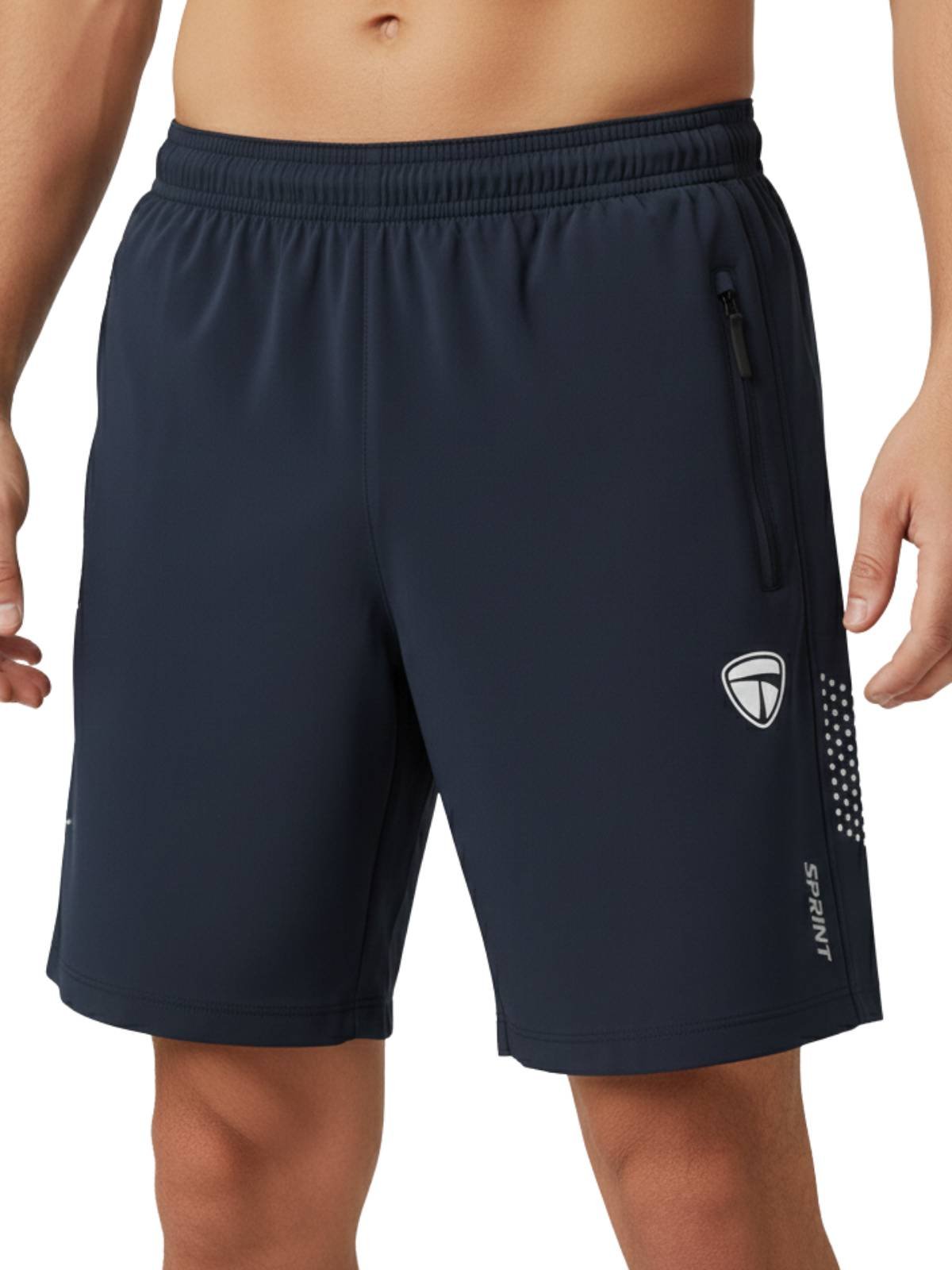 Men’s Running Shorts Navy Blue Color | Quick-Dry Lightweight Gym & Jogging Shorts with Zipper Pockets for Sports & Training