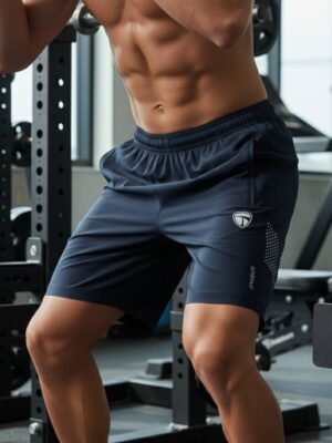 Men’s Running Shorts Navy Blue Color | Quick-Dry Lightweight Gym & Jogging Shorts with Zipper Pockets for Sports & Training