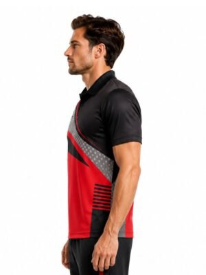 Men’s Cricket Sports Club Jersey New Design Cricket Shirt Red, Black & Grey Color